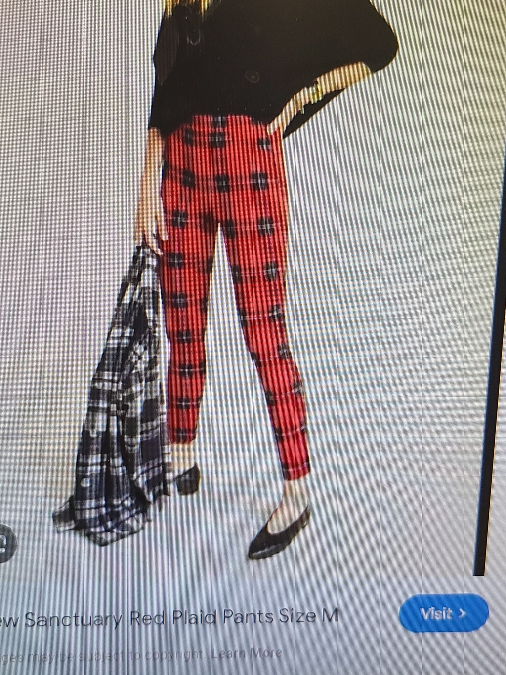 Sanctuary Red and Black Plaid Skinny Pants